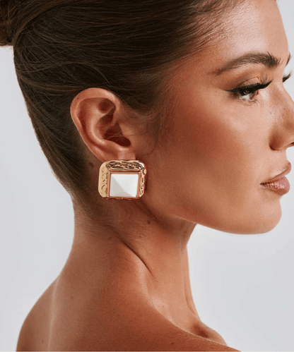 Felicity Earrings - White/Gold