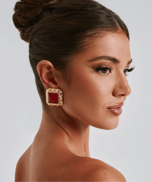 Felicity Earrings - Wine/Gold