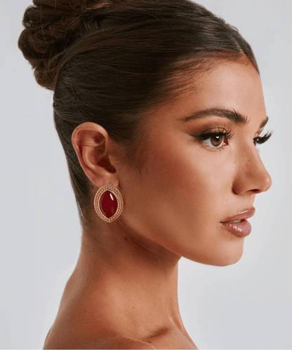 Sienna Earrings - Wine/Gold